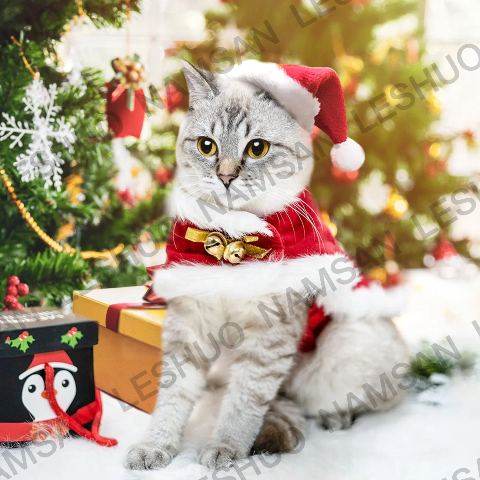 Christmas Pet Christmas Shawl Suit with Hat Dog Velvet Cloak Cat Festival Apparel Accessory Costume Pet Party Cosplay Clothes