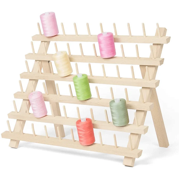 60 Spools Wooden Thread Holder Rack Organizer Storage Holder for Embroidery Sewing Thread Racks