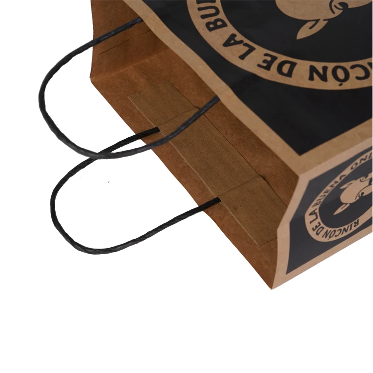 Cheap printed kraft paper shopping bags packaging twister paper handle with your own logo