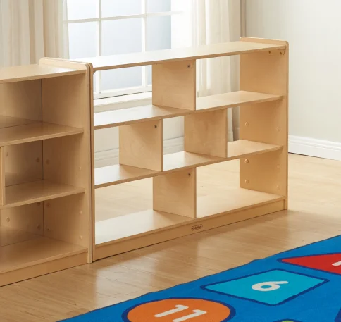 Eibele High Quality Kids Wooden 6-Compartment Shelving Unit Children Wood Cabinet for Daycare Preschool Childcare Kindergarten