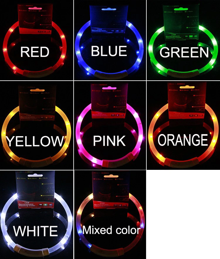 wholesale LED puppy Collar USB Rechargeable Glowing pet Dog Collar Night Safety Fashion Light up Collar