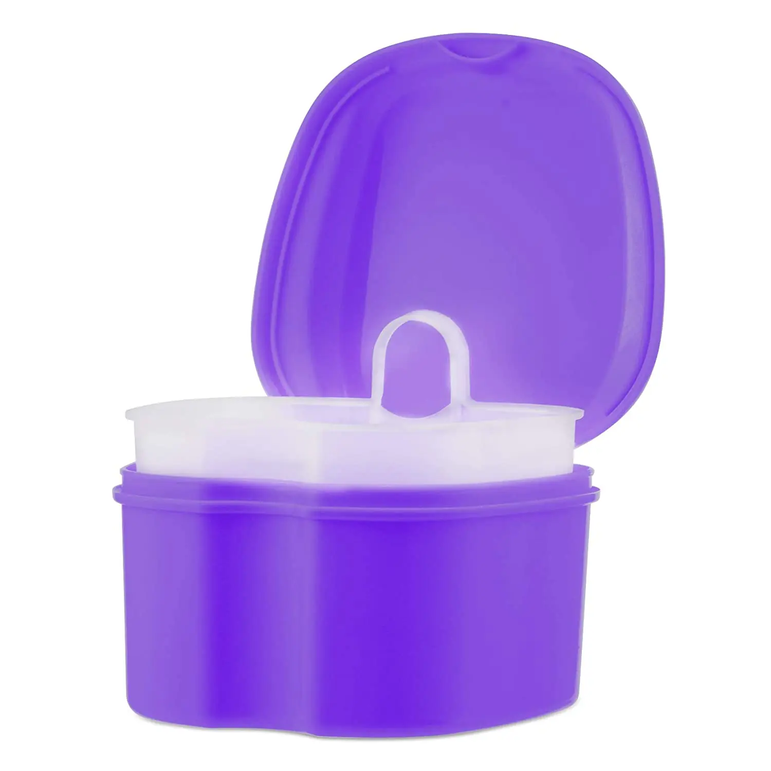 Denture Soaking Cup False Teeth Storage Container Denture Cleaning Box with Filter Portable and Easy to Travel