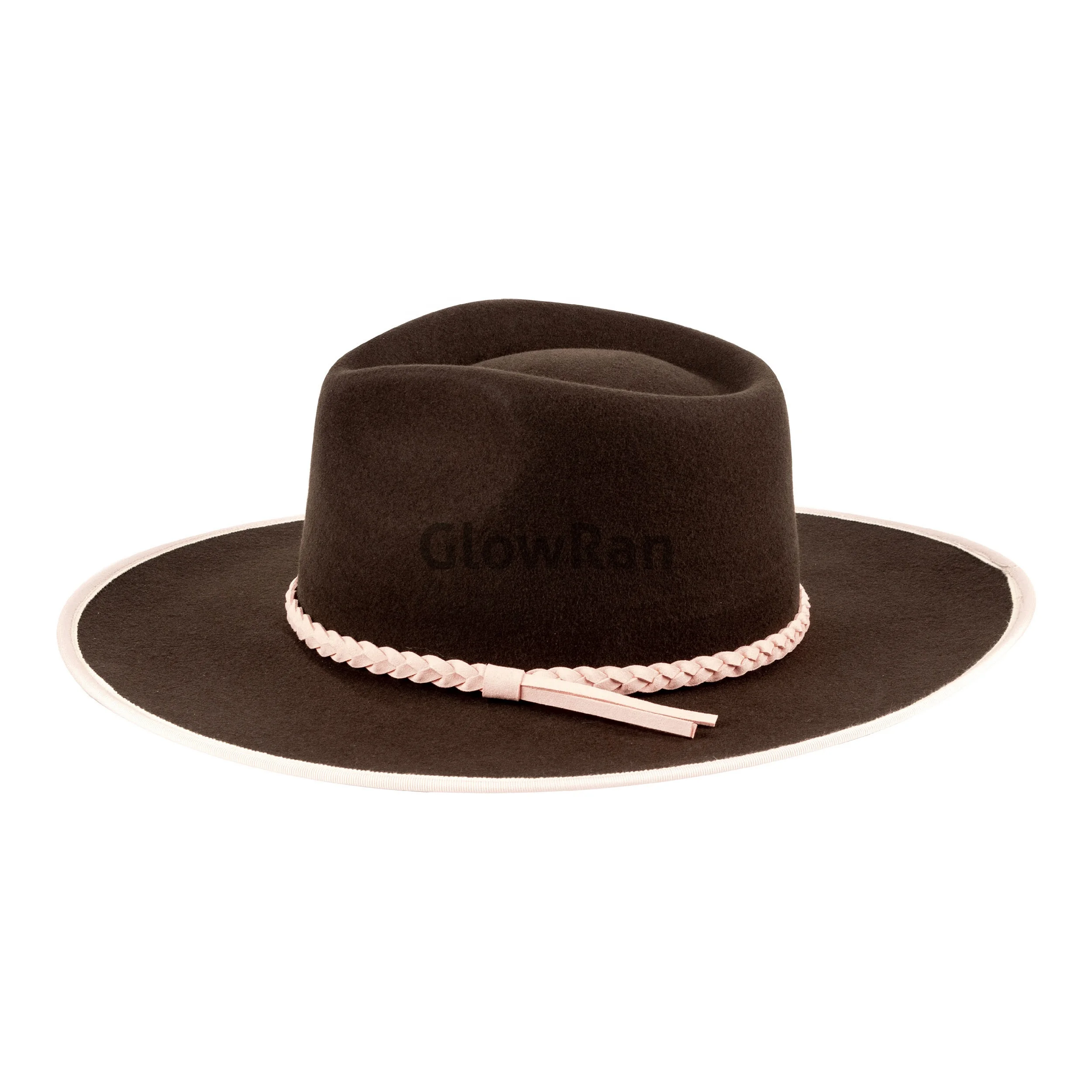 GlowRan Wholesale High-end Pure Wool VintageWomen Fedora Hat Men With Decoration Large Inventory