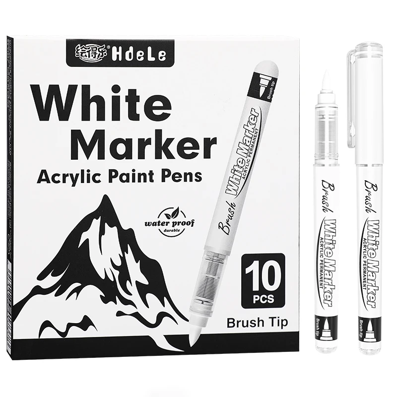 Brand New Black and White Color Water-Based Acrylic Marker Pen Brush Tip Liquid Straight Type for DIY Painting