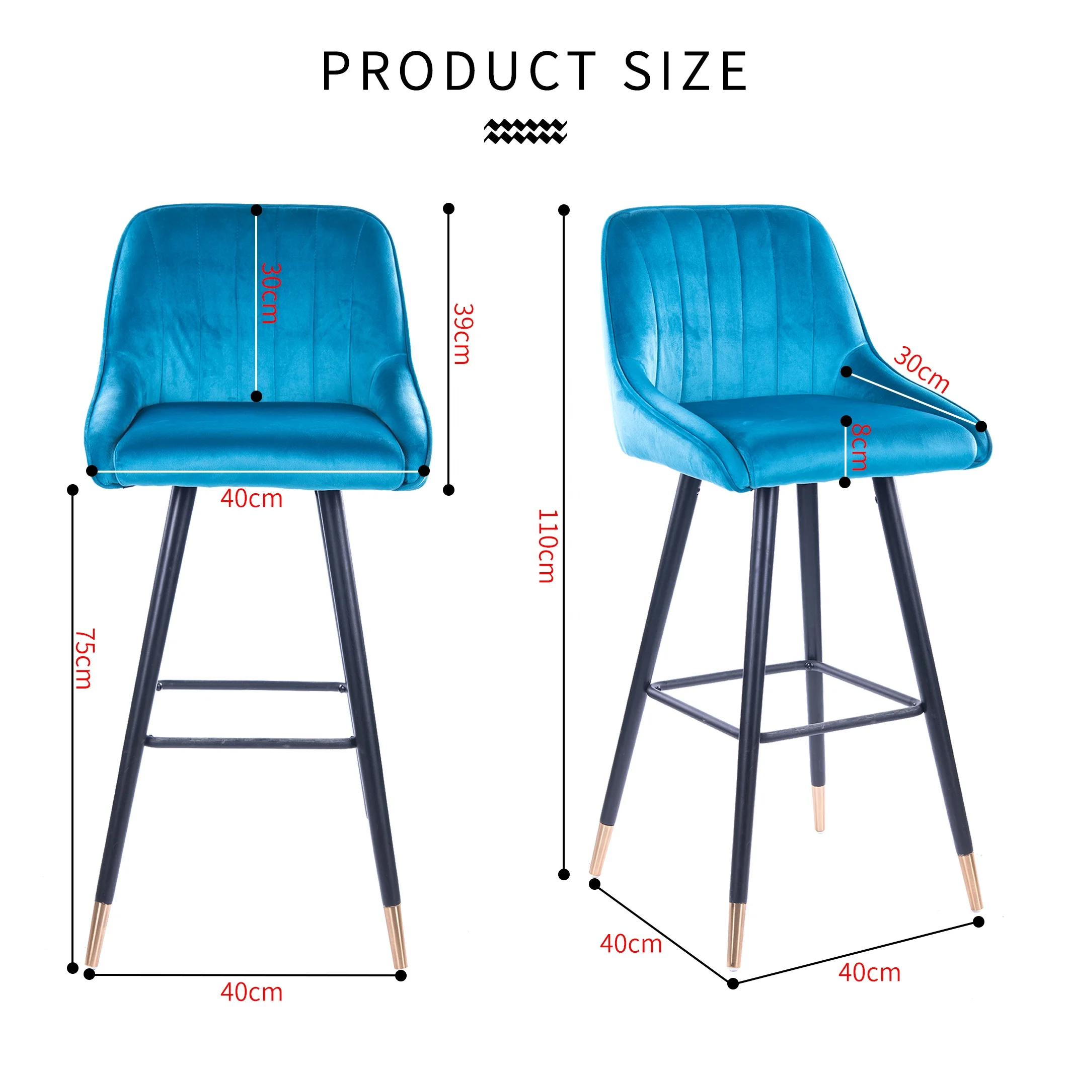 Factory direct hotel velvet bar chair stool dining