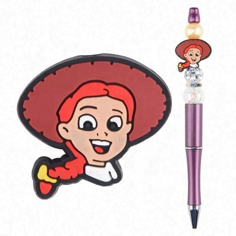 2023 custom high quality 3d pvc pen topper promotional focal beads for making tops accessories