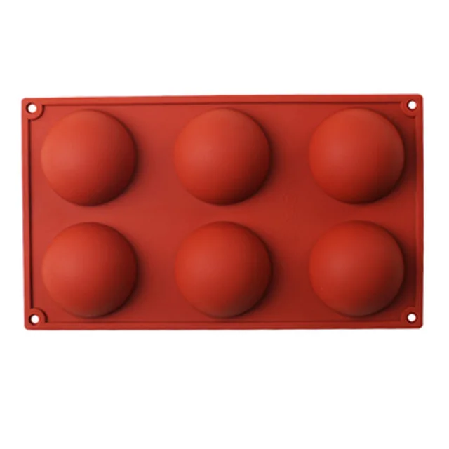 6 Holes Sphere Silicone Bomb Half Circle Baking Mold For Chocolate Cake Jelly Pudding Handmade Soap Round Shape silicone mold