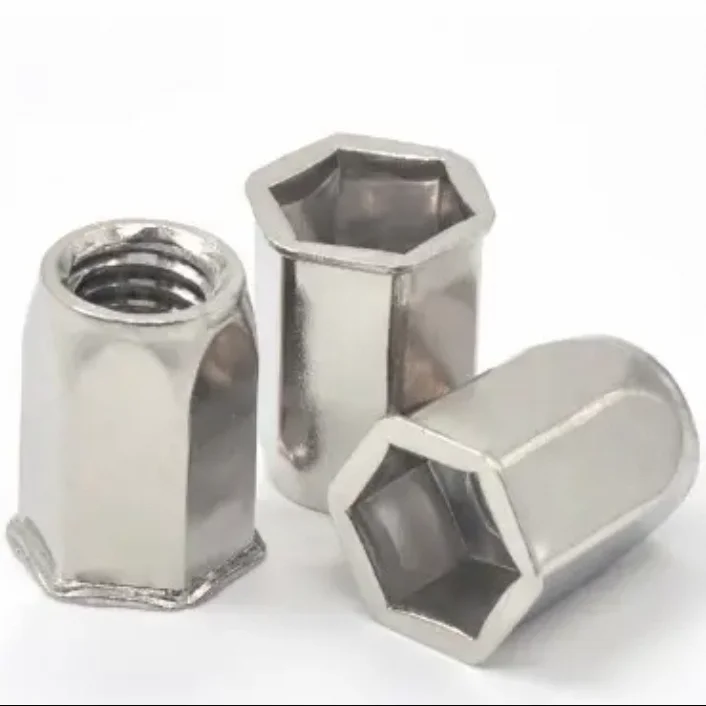 China Factory Manufacturers 304 Stainless Steel Small Countersunk Full Hexagon Rivet Nuts M3 Thread Square Nut Metric