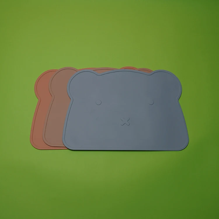 New Design Food Grade Soft Bear Shape Silicone Waterproof Non Slip Heat Insulation Baby Feeding Plate Mat Placemat