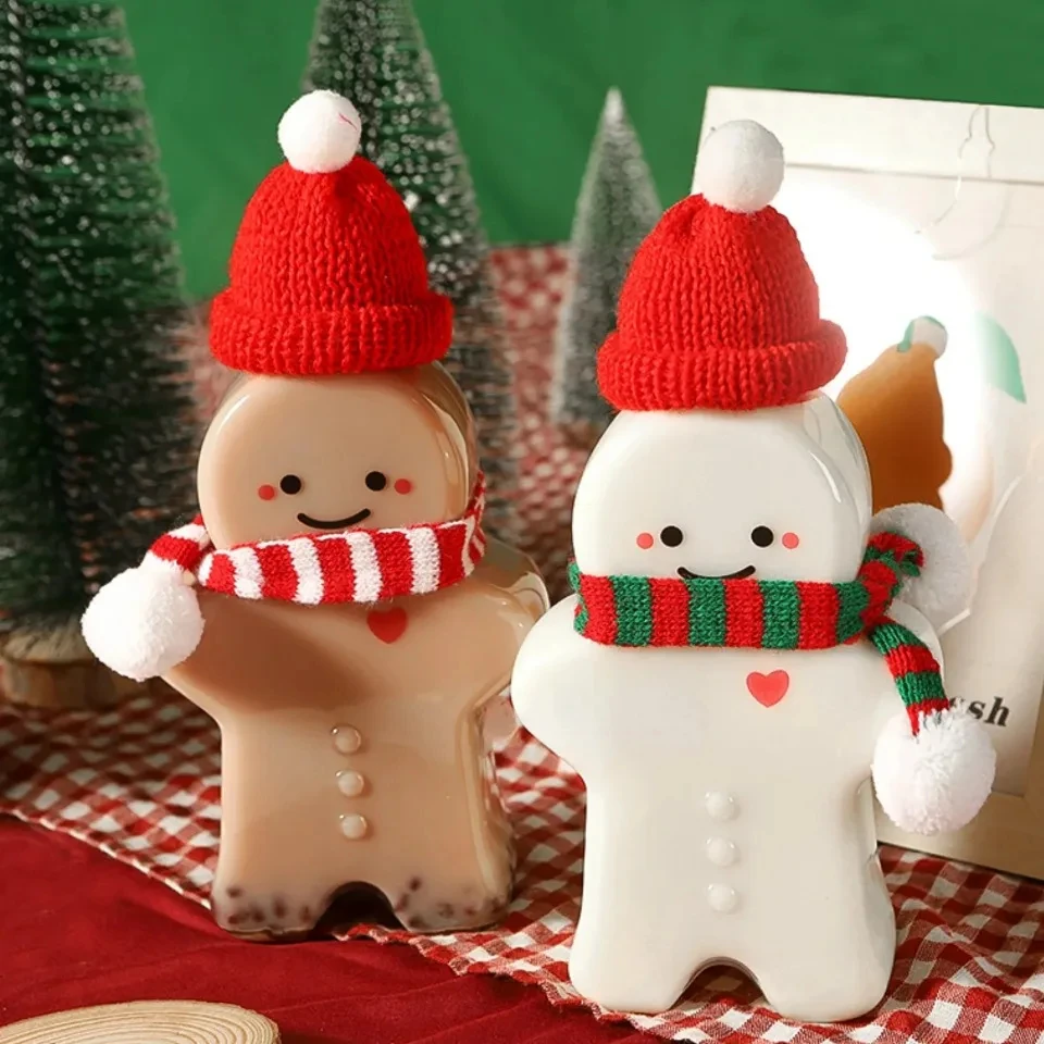 Christmas Bottles Gingerbread Man Bottle Party Candy Jar Juice Drink Bottle Xmas Plastic Kettle Kids Gift Christmas Decor
