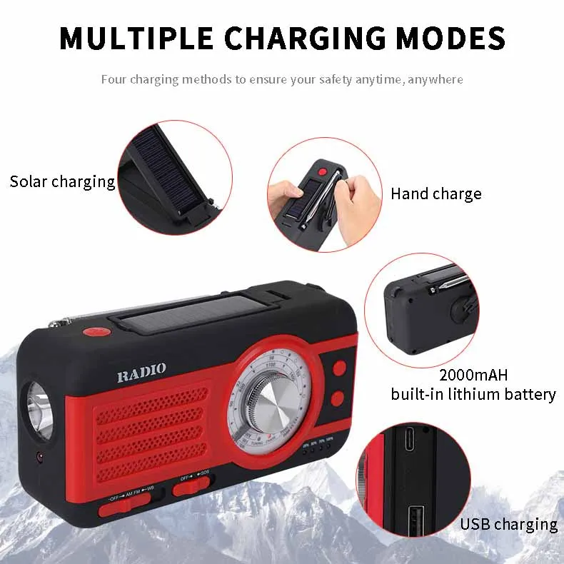 Genuine Disaster Prevention Hand Generator Radio Small Portable Outdoor Camping Weather in a Variety of Colors
