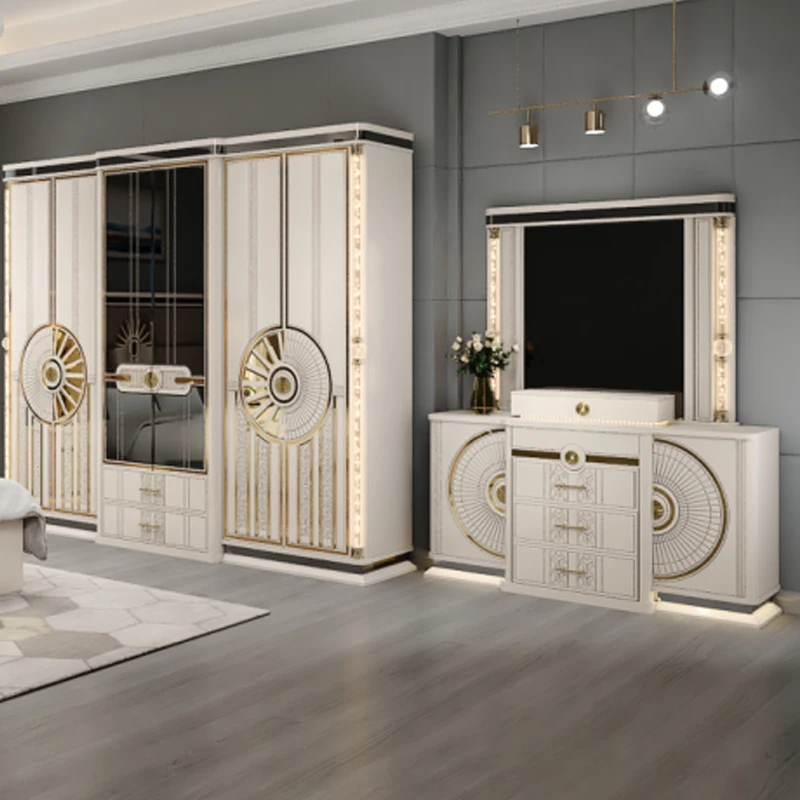 King Size modern bed factory direct design Luxury 5pcs bedroom furniture