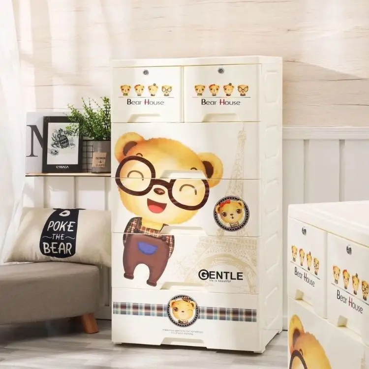Мультяшный пластиковый детский ящик, шкаф для хранения, пластиковый шкаф для одежды
