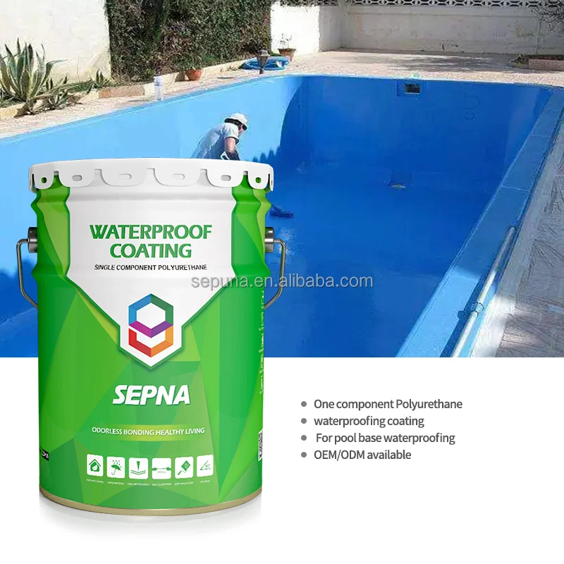one pack roof liquid customized color flexible pu waterproof coating paint for swimming pool channel concrete roof