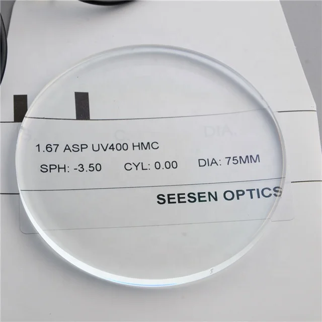 Optical Lens Factory Wholesale 1.67 ASP Aspheric UV400 Mr-7 HMC/SHMC EMI Lens Super Thin Eyeglasses Lenses