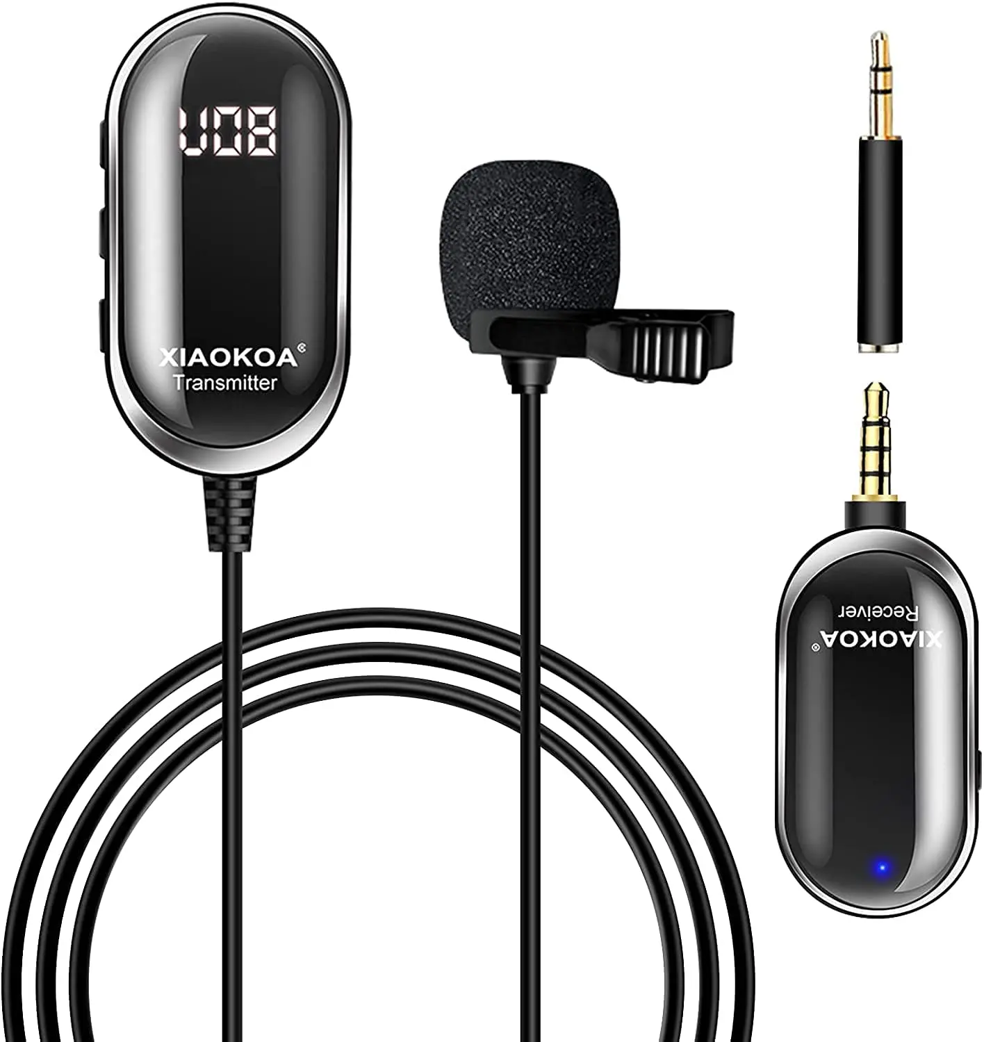 Professional UHF Wireless MIC with Monitor Jack&LED Display Wireless Transmitter Receiver Wireless Lavalier Microphone System