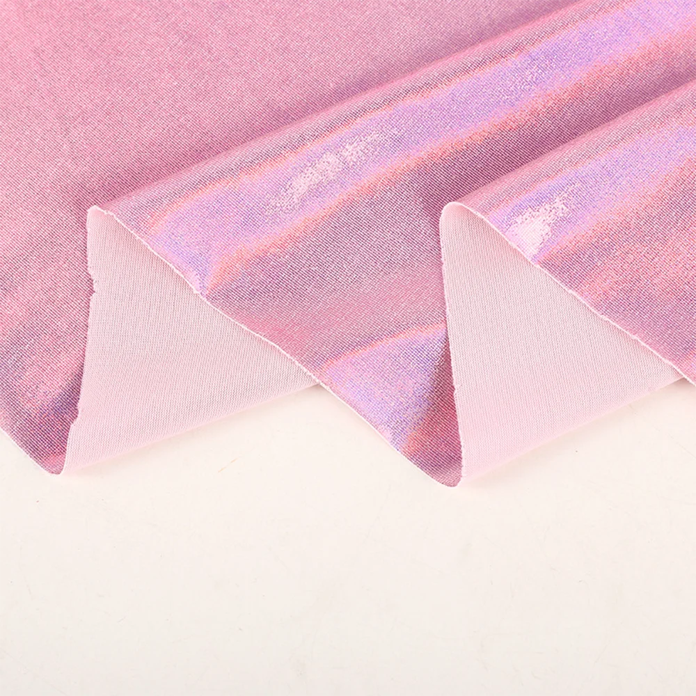 Wholesale Four Side Shiny Shattered Glass Neon Holographic Polyester Foil Print  Fabric Foil Fabric