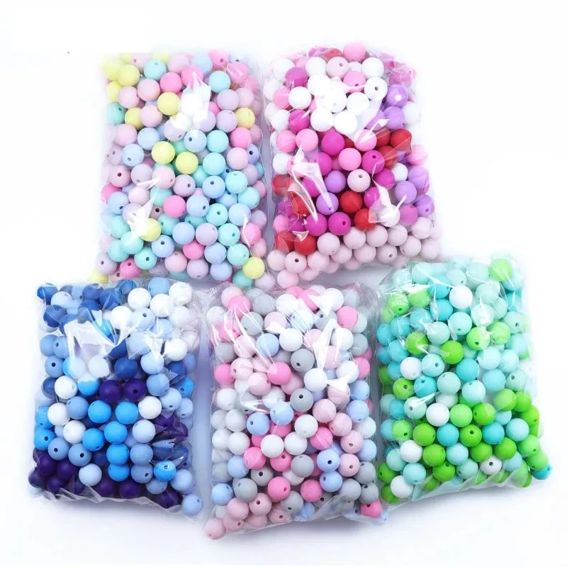 Amazon Hot Sale Eco Friendly 9mm 12mm 15mm 20mm Food Grade Baby Round Shape Silicone Teething Beads