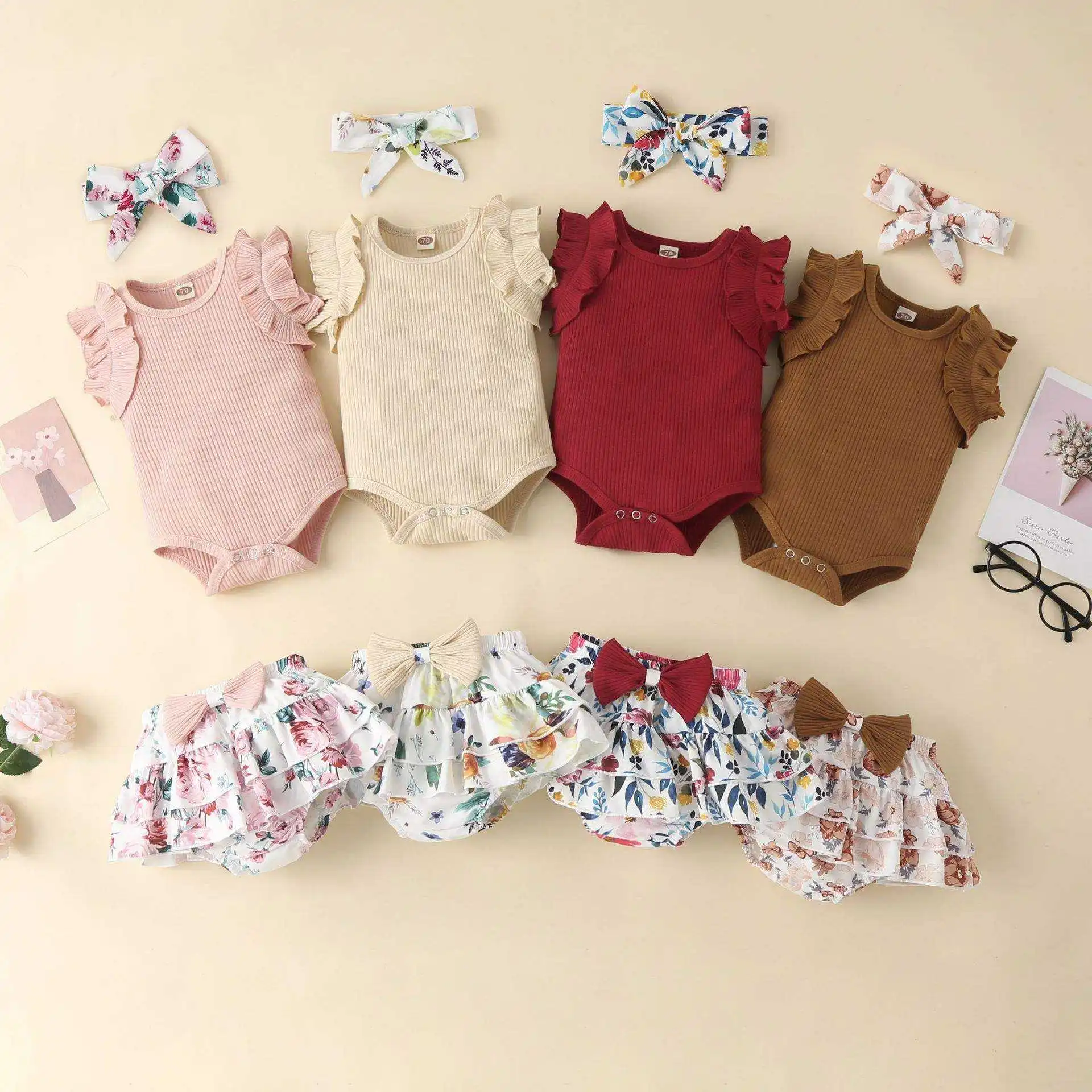 Trendy Hot Sale Little Girls Summer Dress Set of 2 Fashion Little Girls Mini Shorts Set
