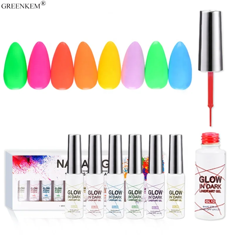 12 Color Halloween Glow in Dark Pull Thread Glue  Custom Logo Luminescent Painting Gel Nail Art