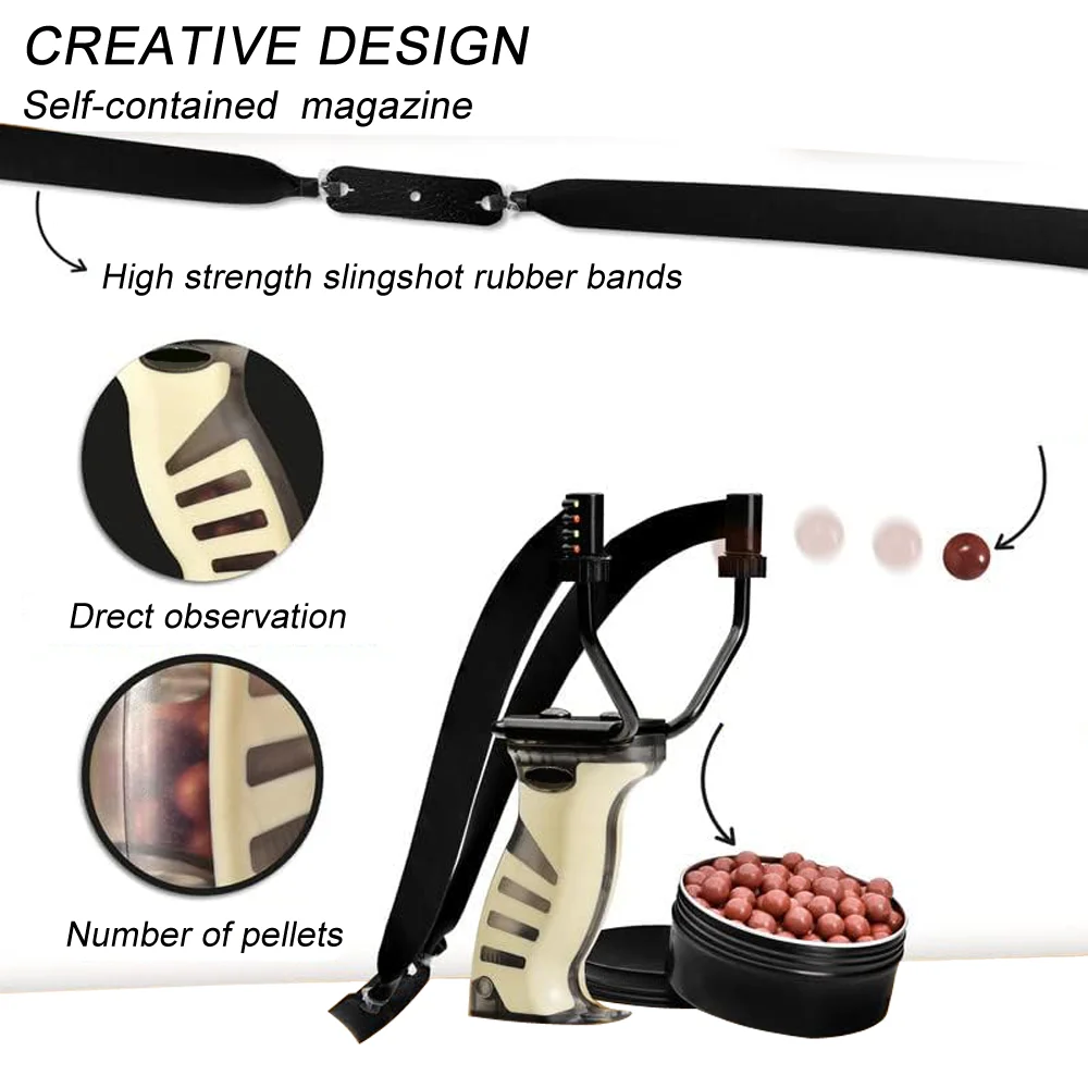 GEDENG outdoor shooting training slingshot hunting slingshot Transparent Ball Magazine Robust Slingshot Professional Set