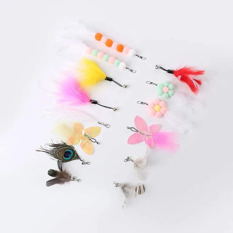 Factory Wholesale Customize Cat Stick Replacement Part Head DIY Cat Feather Interesting Stick Toys