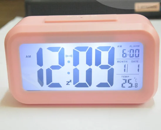 LED Digital Alarm Clock Electronic Smart Mute Clock Backlight Display Temperature & Calendar Snooze Function Alarm Clock