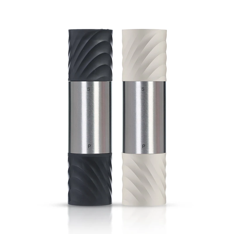 wholesale black plastic manual salt and pepper shaker mill herb and spice powder grinder 2 in 1 for kitchen