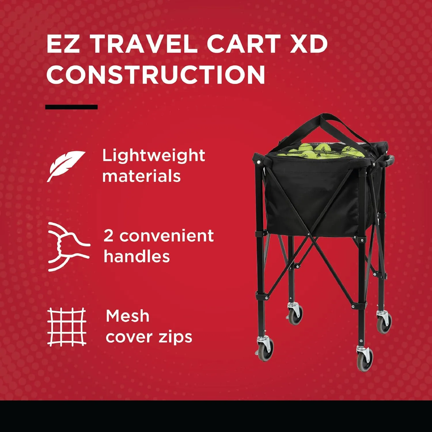 Portable Tennis Ball Hopper Basket with Wheels Tennis Ball Cart For 150 Pickleball Baseball Balls