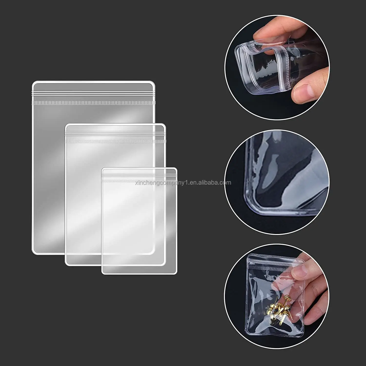 Wholesale Waterproof Small Clear PVC Zipper Packaging Jewelry Flat Pouch Jewelry Packaging Zip Lock Bag
