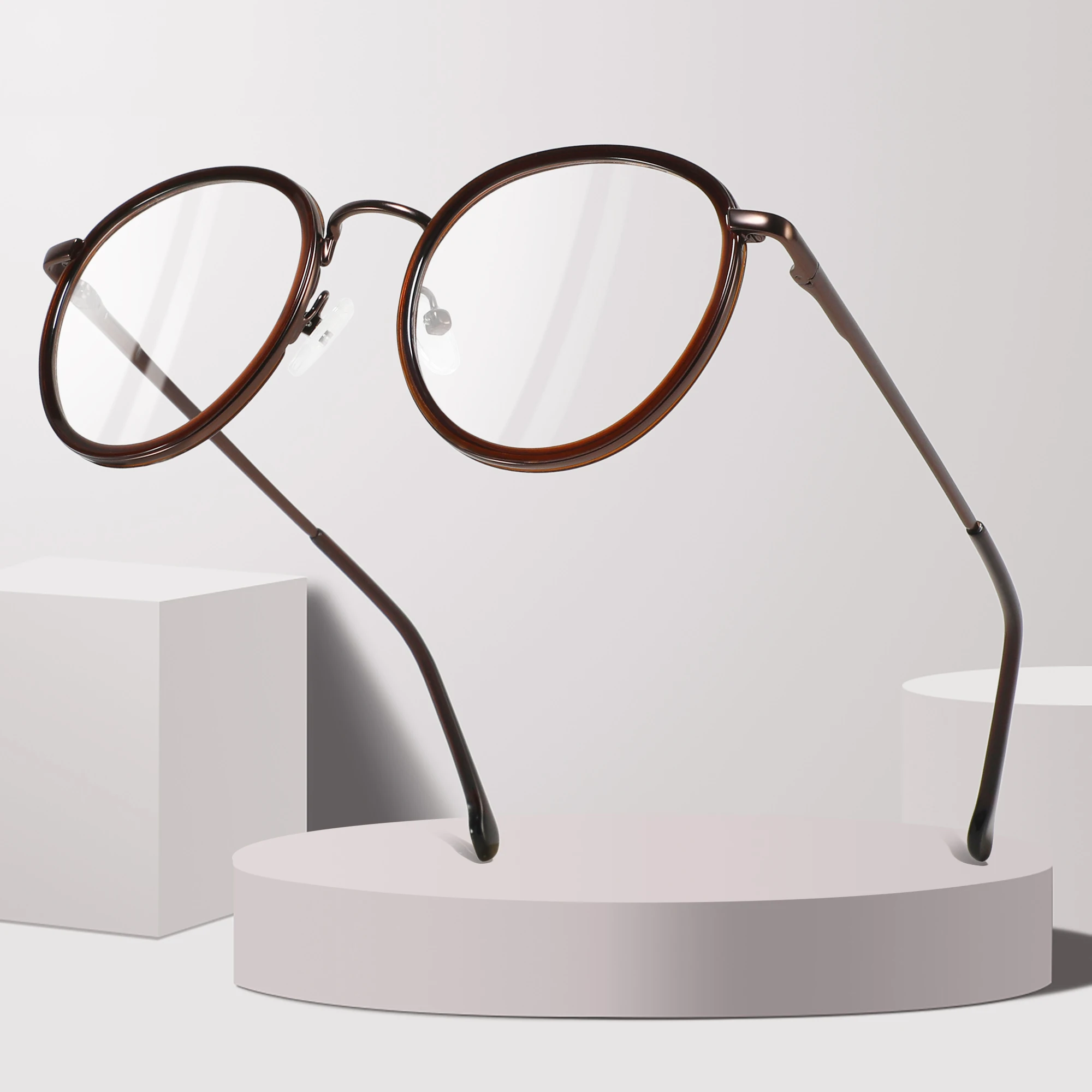 2024 New High Quality Metal Acetate Optical Frame Women Men Round Eye Glasses Frame