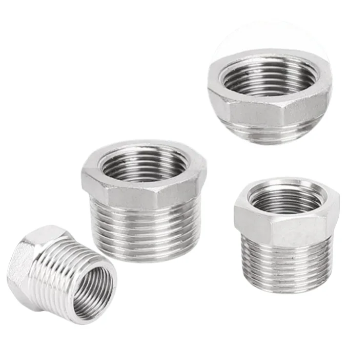 Factory Wholesale Stainless Steel Pipe Fittings SS304 SS316 BSP Reducer Hexagon Bushing For Pipeline Connection
