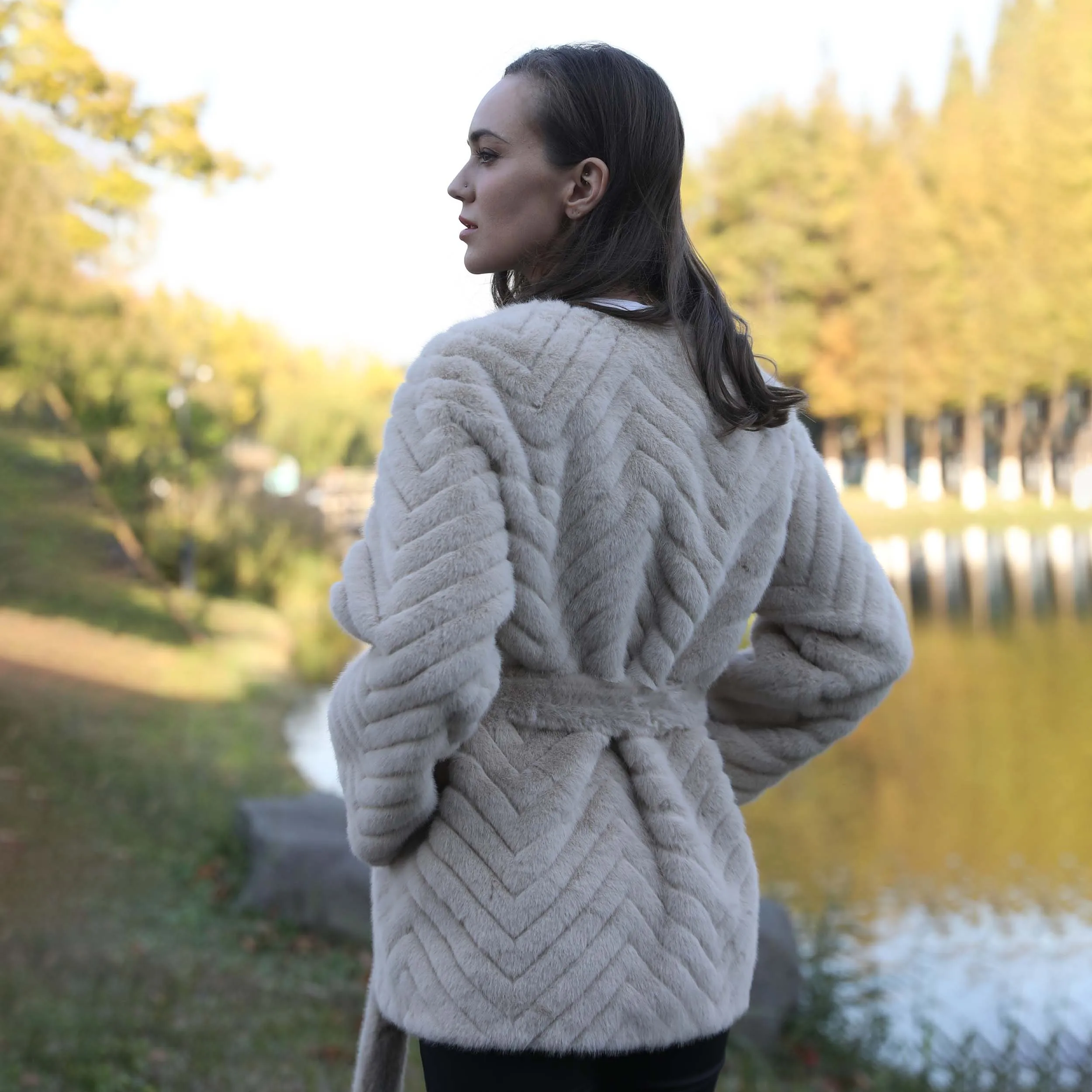 Hot Sell Luxury Women Top Quality Ladies Fake Mink Fur Coat