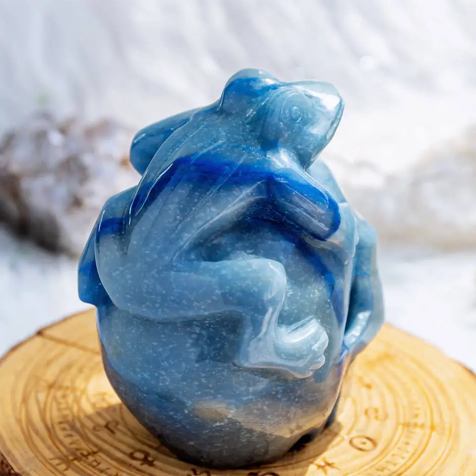 High quality reiki natural folk crafts hand carved blue aventurine crystal skulls for home decor
