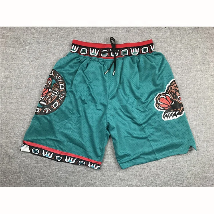 Drop shipping Retro Men just don basketball short Sport quick Dry Embroidered Tackle Twill Basketball Shorts zipper pockets