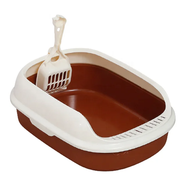 Plastic modern cheap pet toilet cat litter box with free shovel