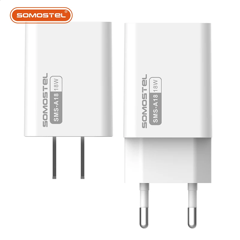Somoetel SMS-A18 QC3.0 18W Fast China cheap Chargers with data cable wholesale travel charger adapter for iphone 13 mobile