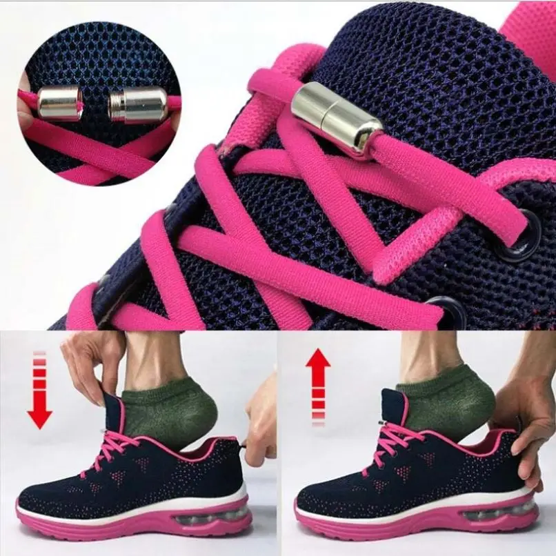 Elastic No Tie Shoelaces Semicircle Shoe Laces For Kids And Adult Sneakers Shoelace Quick Lazy Metal Lock Strings