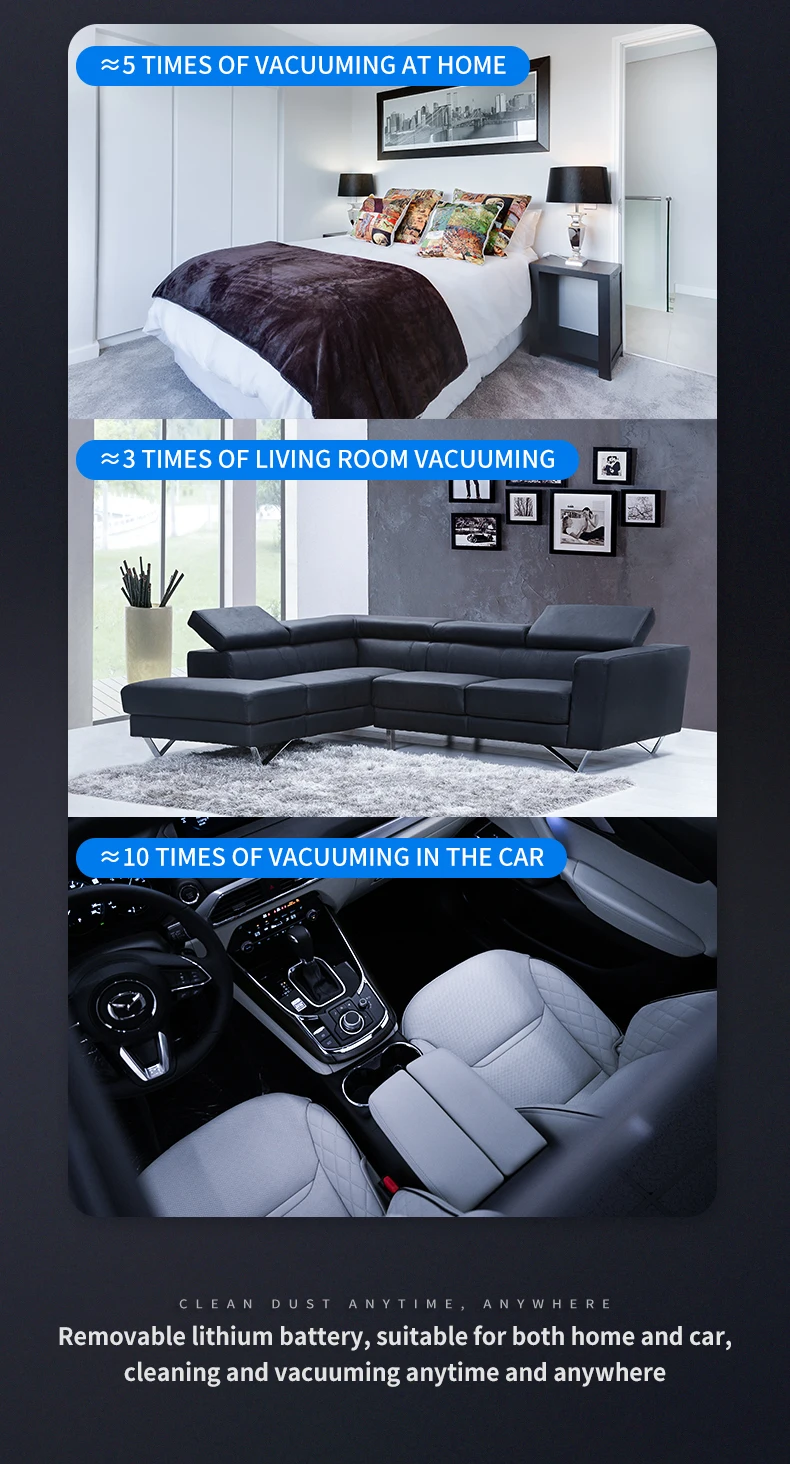 Handheld Car Vacuum Wireless Portable Vacuum Cleaner High Power Suction blow Mini Vacuum Cleaner for Car Home Office Pet