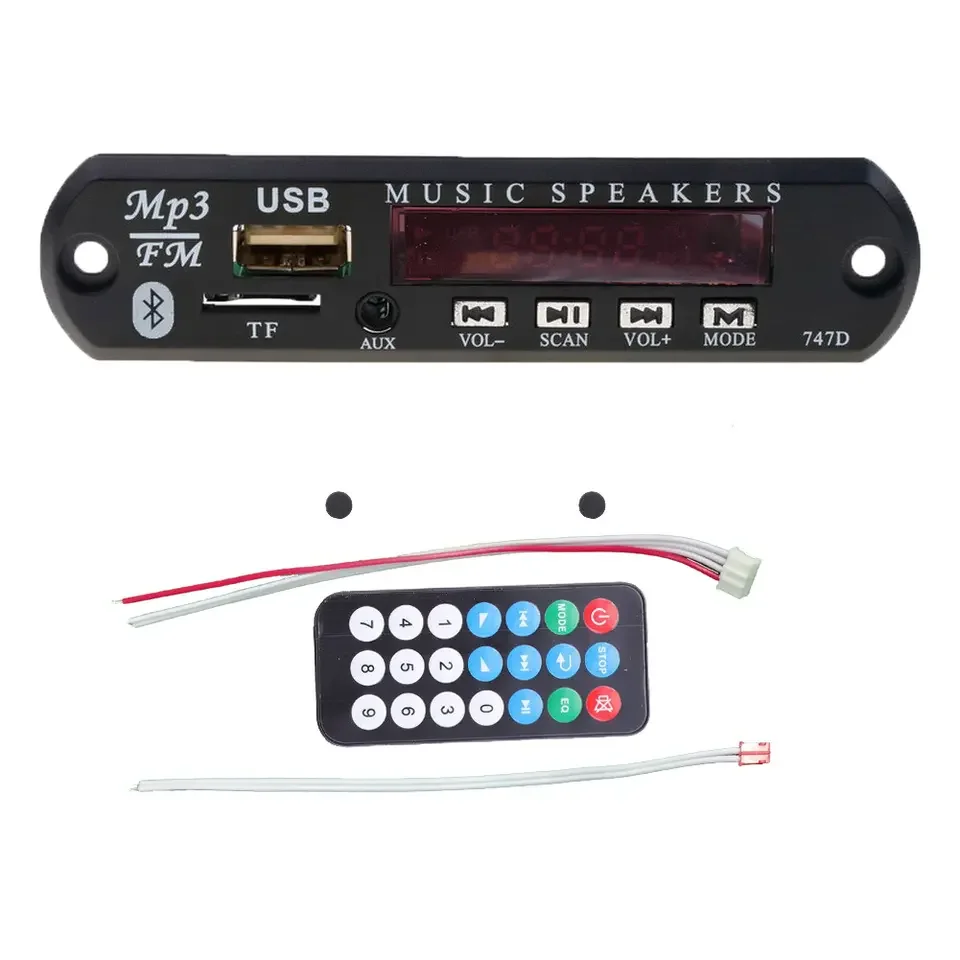 Discount Price  5V To 12V  USB TF Card Universal  Music Player Car module Blue tooth Receiver Board With Remote  2 Cable  Set