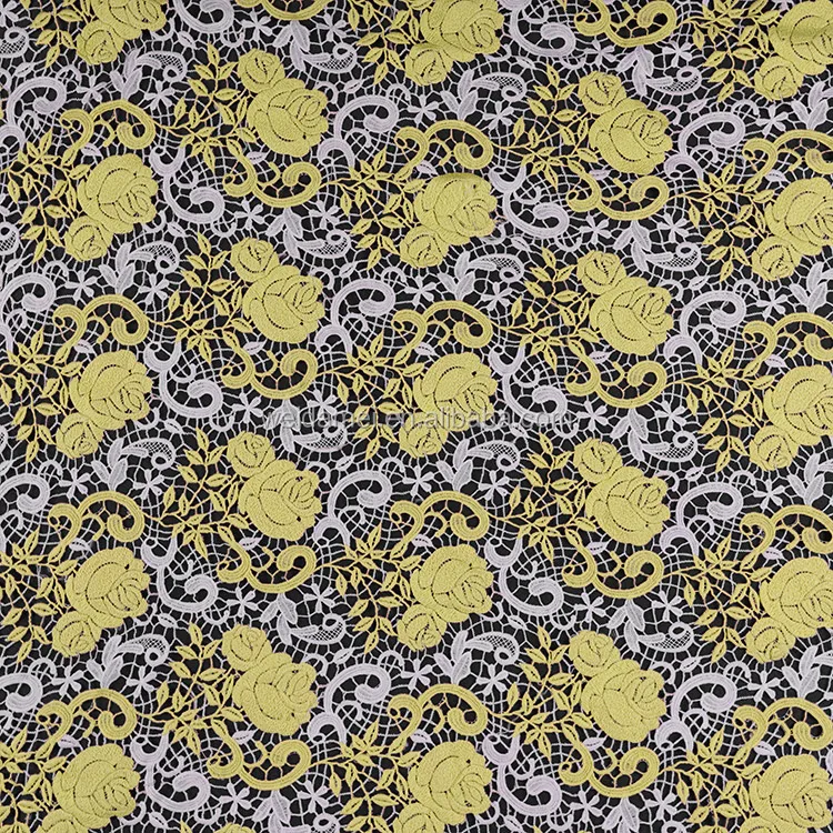 Fashion wholesale water soluble lace fabric guipure floral embroidery cotton chemical fabric