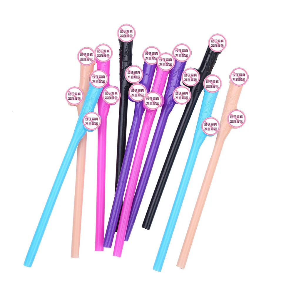 Colorful party Supplies Bachelor Party Bridal Shower Sexy Straw Multi-Colored Straw Creative Penis Shape Straw