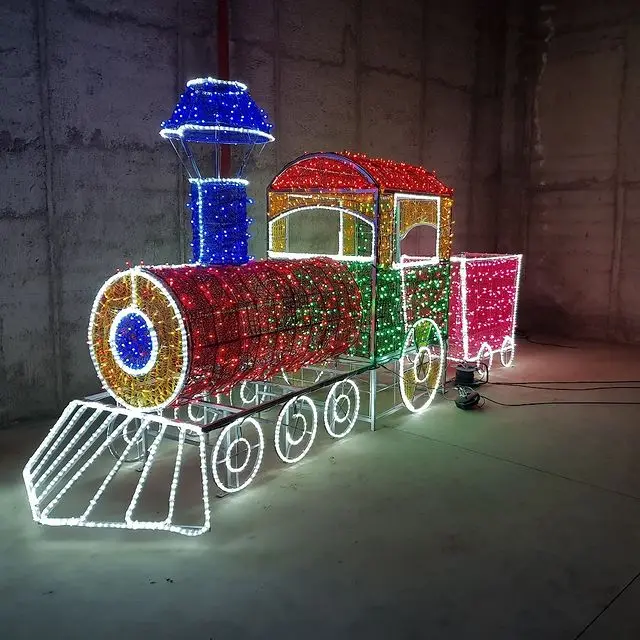 Outdoor 3D Train lighted Commercial display large motif lights LED Train for Christmas  New Year