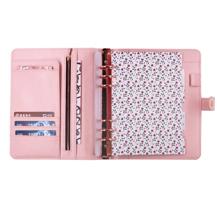 Journal 6 Ring Binder Notebook in Summer STOCK A5 A6 PU Leather Colors for Girls Pink Mini Yellow Bag Green Gift Cover Business