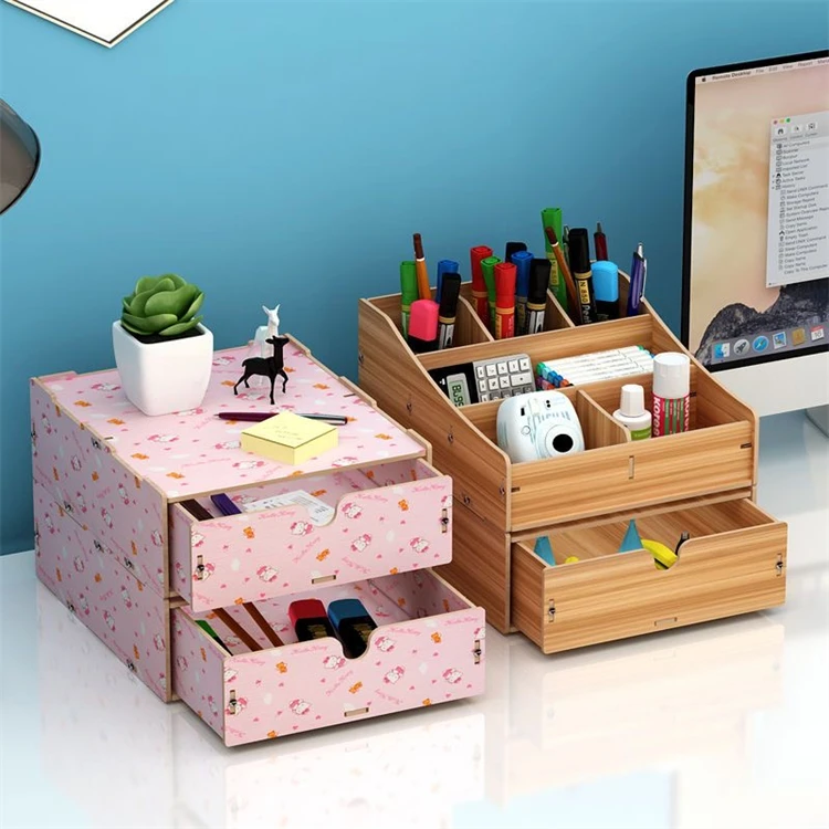 Tonsmile Modern Bink Small Office Table Desk Stationery Drawer Organizer