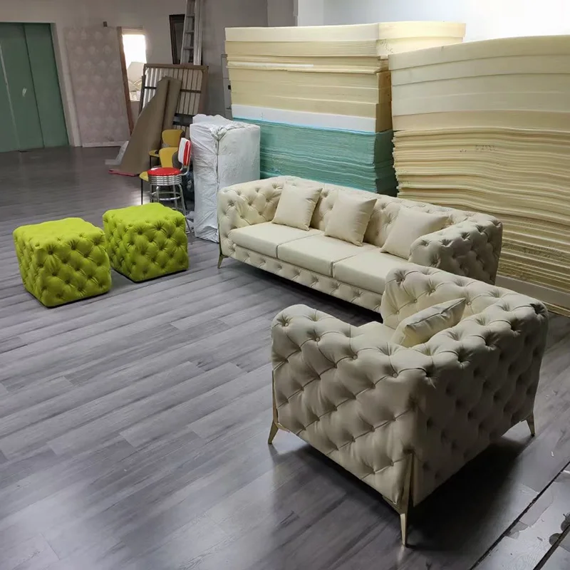 Роскошный кожаный диван chesterfield комплект офисного дивана 3 2 1 современный дизайн гостиной бархатный и для влюбленных