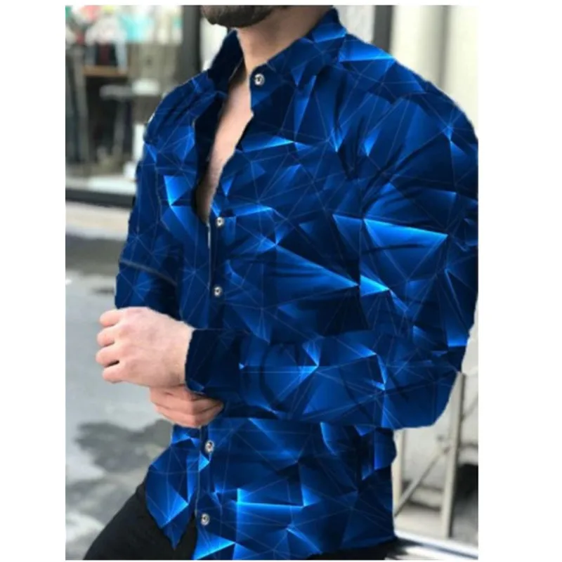 Fashion men long sleeve shirt 2022 spring new design 3D digital printing casual quality tops plus size male clothing