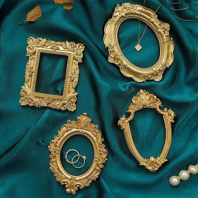 Yiscaxia Golden retro photo frame ins nail art jewelry decoration home net red ornaments photography background shooting props