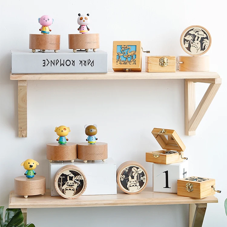  Модная Деревянная Музыкальная шкатулка на заказ Рождественская деревянная музыкальная с ручным приводом мини музыкальные шкатулки гравировкой