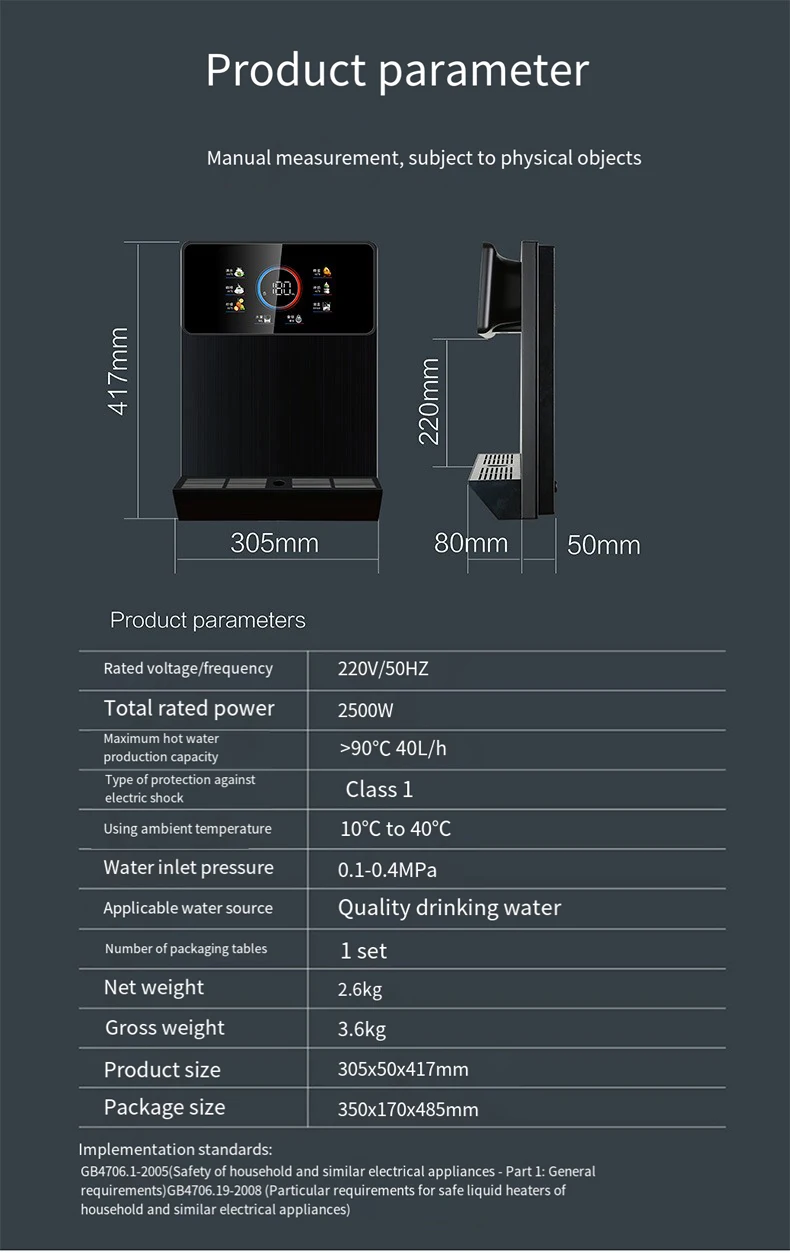 Mini Wall-Mounted Hot and Cold Water Dispenser Convenient Hot Cold Water Dispenser